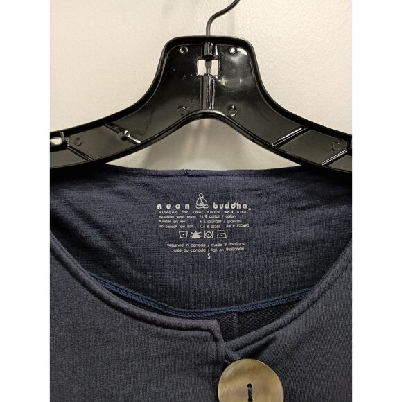 Neon Buddha Womens Lagenlook Jacket Size Small Navy Button Front Terry Casual - Picture 4 of 7